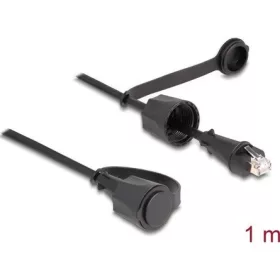   Delock RJ45 CAT6 STP -> M/M adatkábel 1m fekete IP68, védőfedéllel kültéri használatra