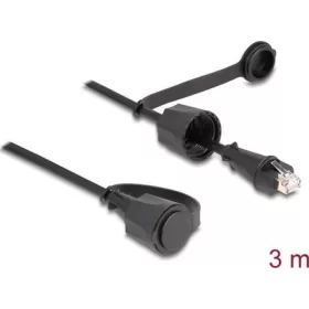   Delock RJ45 CAT6 STP -> M/M adatkábel 3m fekete IP68, védőfedéllel kültéri használatra