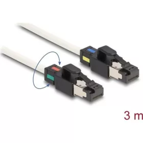   Delock RJ45 CAT6A S/FTP -> RJ45 CAT6A S/FTP M/M adatkábel 3m fehér változtatható színjelöléssel