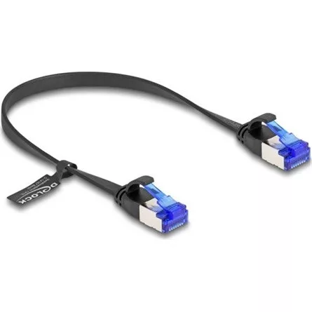Delock RJ45 CAT6A U/FTP -> RJ45 CAT6A U/FTP M/M adatkábel 0.25m fekete flexibilis
