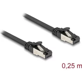   Delock RJ45 CAT8.1 U/FTP -> RJ45 CAT8.1 U/FTP M/M adatkábel 0.25m fekete lapos, flexibilis