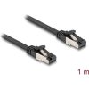 Delock RJ45 CAT8.1 U/FTP -> RJ45 CAT8.1 U/FTP M/M adatkábel 1m fekete lapos, flexibilis