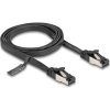 Delock RJ45 CAT8.1 U/FTP -> RJ45 CAT8.1 U/FTP M/M adatkábel 1m fekete lapos, flexibilis