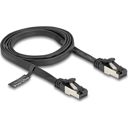 Delock RJ45 CAT8.1 U/FTP -> RJ45 CAT8.1 U/FTP M/M adatkábel 1m fekete lapos, flexibilis