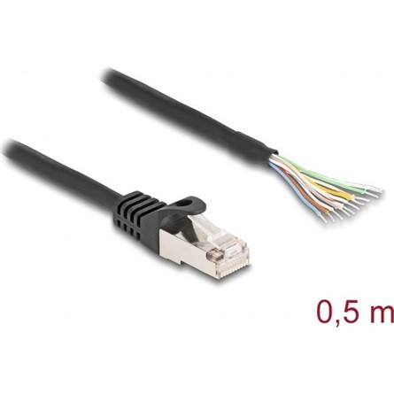 Delock RJ50 S/FTP -> nyitott vezeték M/M adatkábel 0.5m fekete