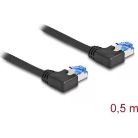   Delock RJ45 CAT6A S/FTP -> RJ45 CAT6A S/FTP M/M adatkábel 0.5m fekete 90° bal/bal