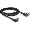 Delock RJ45 CAT6A S/FTP -> RJ45 CAT6A S/FTP M/M adatkábel 2m fekete 90° bal/bal