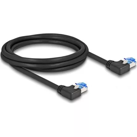 Delock RJ45 CAT6A S/FTP -> RJ45 CAT6A S/FTP M/M adatkábel 2m fekete 90° bal/bal