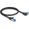 Delock RJ45 CAT6A S/FTP -> RJ45 CAT6A S/FTP M/M adatkábel 0.5m fekete 90° egyenes/bal