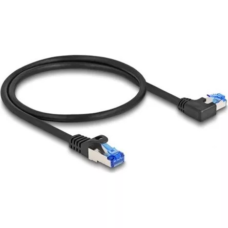 Delock RJ45 CAT6A S/FTP -> RJ45 CAT6A S/FTP M/M adatkábel 0.5m fekete 90° egyenes/bal