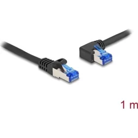   Delock RJ45 CAT6A S/FTP -> RJ45 CAT6A S/FTP M/M adatkábel 1m fekete 90° egyenes/bal