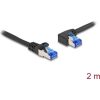 Delock RJ45 CAT6A S/FTP -> RJ45 CAT6A S/FTP M/M adatkábel 2m fekete 90° egyenes/bal
