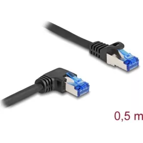   Delock RJ45 CAT6A S/FTP -> RJ45 CAT6A S/FTP M/M adatkábel 0.5m fekete 90° egyenes/jobb