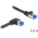 Delock RJ45 CAT6A S/FTP -> RJ45 CAT6A S/FTP M/M adatkábel 0.5m fekete 90° egyenes/jobb