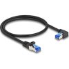 Delock RJ45 CAT6A S/FTP -> RJ45 CAT6A S/FTP M/M adatkábel 0.5m fekete 90° egyenes/jobb