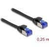 Delock RJ45 CAT6A S/FTP -> RJ45 CAT6A S/FTP M/M adatkábel 0.25m fekete vékony