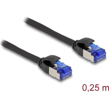 Delock RJ45 CAT6A S/FTP -> RJ45 CAT6A S/FTP M/M adatkábel 0.25m fekete vékony