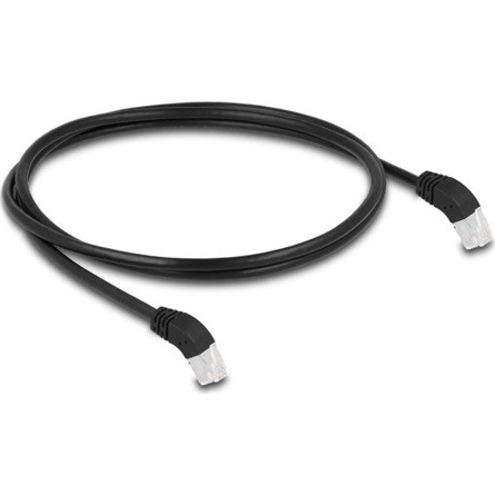 Delock RJ45 CAT6A S/FTP -> RJ45 CAT6A S/FTP M/M adatkábel 1m fekete 45° le
