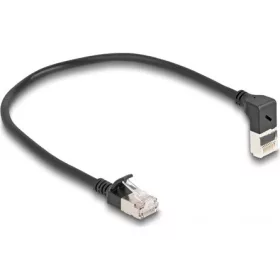   Delock RJ45 CAT6A S/FTP -> RJ45 CAT6A S/FTP M/M adatkábel 0.25m fekete slim, 90° fel/egyenes