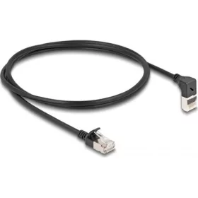   Delock RJ45 CAT6A S/FTP -> RJ45 CAT6A S/FTP M/M adatkábel 1m fekete slim, 90° fel/egyenes