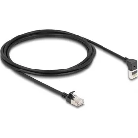   Delock RJ45 CAT6A S/FTP -> RJ45 CAT6A S/FTP M/M adatkábel 2m fekete slim, 90° fel/egyenes