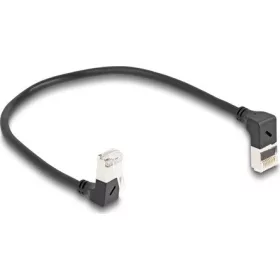   Delock RJ45 CAT6A S/FTP -> RJ45 CAT6A S/FTP M/M adatkábel 0.25m fekete slim, 90° fel/le