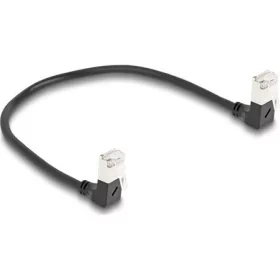   Delock RJ45 CAT6A S/FTP -> RJ45 CAT6A S/FTP M/M adatkábel 0.25m fekete slim, 90° le/le