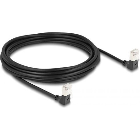 Delock RJ45 CAT6A S/FTP -> RJ45 CAT6A S/FTP M/M adatkábel 5m fekete slim, 90° le/le