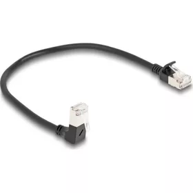   Delock RJ45 CAT6A S/FTP -> RJ45 CAT6A S/FTP M/M adatkábel 0.25m fekete slim, 90° le/egyenes