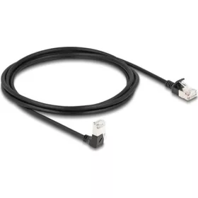   Delock RJ45 CAT6A S/FTP -> RJ45 CAT6A S/FTP M/M adatkábel 2m fekete slim, 90° le/egyenes