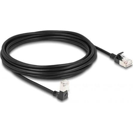 Delock RJ45 CAT6A S/FTP -> RJ45 CAT6A S/FTP M/M adatkábel 5m fekete slim, 90° le/egyenes