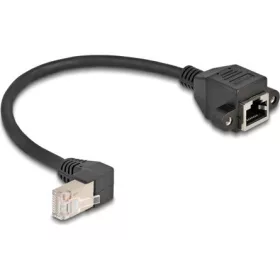   Delock RJ45 CAT6A S/FTP -> RJ45 CAT6A S/FTP M/F adatkábel 0.25m fekete 90°/beépíthetó egyenes