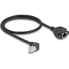   Delock RJ45 CAT6A S/FTP -> RJ45 CAT6A S/FTP M/F adatkábel 0.5m fekete 90°/beépíthetó egyenes