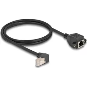   Delock RJ45 CAT6A S/FTP -> RJ45 CAT6A S/FTP M/F adatkábel 1m fekete 90°/beépíthetó egyenes