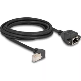   Delock RJ45 CAT6A S/FTP -> RJ45 CAT6A S/FTP M/F adatkábel 3m fekete 90°/beépíthetó egyenes
