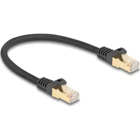   Delock RJ45 CAT6A S/FTP -> RJ45 CAT6A S/FTP M/M adatkábel 0.25m fekete fonott borítással