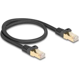   Delock RJ45 CAT6A S/FTP -> RJ45 CAT6A S/FTP M/M adatkábel 0.5m fekete fonott borítással