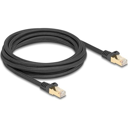 Delock RJ45 CAT6A S/FTP -> RJ45 CAT6A S/FTP M/M adatkábel 3m fekete fonott borítással