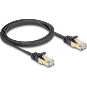   Delock RJ45 CAT6A S/FTP -> RJ45 CAT6A S/FTP M/M adatkábel 1m fekete fonott borítással