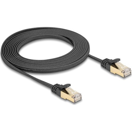 Delock RJ45 CAT6A S/FTP -> RJ45 CAT6A S/FTP M/M adatkábel 3m fekete fonott borítással