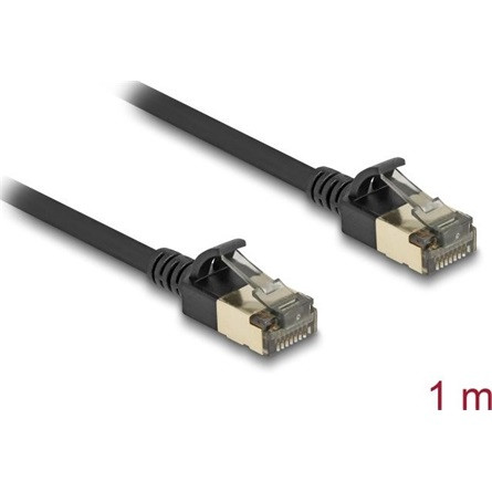 Delock RJ45 hálózati kábel Cat.8.1 F/FTP Slim Pro 1 m, fekete