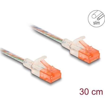 Delock RJ45 hálózati kábel Cat.6A U/UTP vékony 0,3 m áttetsző