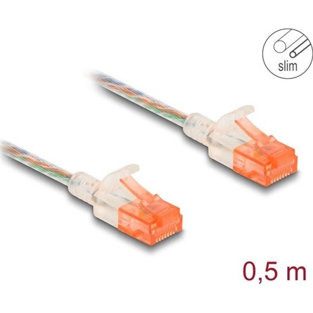 Delock RJ45 hálózati kábel Cat.6A U/UTP vékony 0,5 m áttetsző