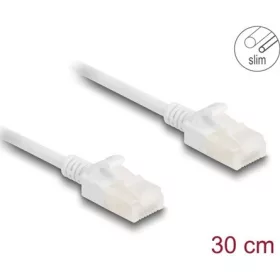   Delock RJ45 hálózati kábel Cat.6A apa   apa robosztus csatlakozóval ipari felhasználásra U/UTP Slim 0,3 m, fehér