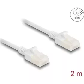   Delock RJ45 hálózati kábel Cat.6A apa   apa robosztus csatlakozóval ipari felhasználásra U/UTP Slim 2 m, fehér