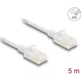   Delock RJ45 hálózati kábel Cat.6A apa   apa robosztus csatlakozóval ipari felhasználásra U/UTP Slim 5 m, fehér