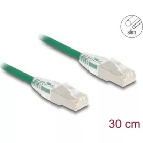   Delock RJ45 hálózati kábel Cable Cat.6A apa   apa hajlított csatlakozóval U/FTP Slim 0,3 m, zöld