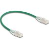 Delock RJ45 hálózati kábel Cable Cat.6A apa   apa hajlított csatlakozóval U/FTP Slim 0,3 m, zöld