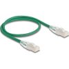 Delock RJ45 hálózati kábel Cable Cat.6A apa   apa hajlított csatlakozóval U/FTP Slim 0,5 m, zöld