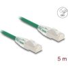 Delock RJ45 hálózati kábel Cable Cat.6A apa   apa hajlított csatlakozóval U/FTP Slim 5 m, zöld